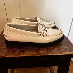 G.H. Bass & Co. Cream Leather Horsebit Loafers